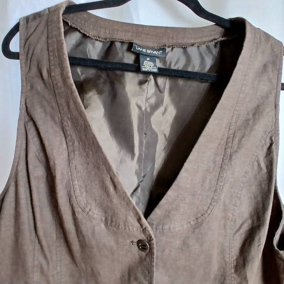 #478 Women's Brown Lane Bryant Button Down Vest Size 28 - Picture 8 of 16